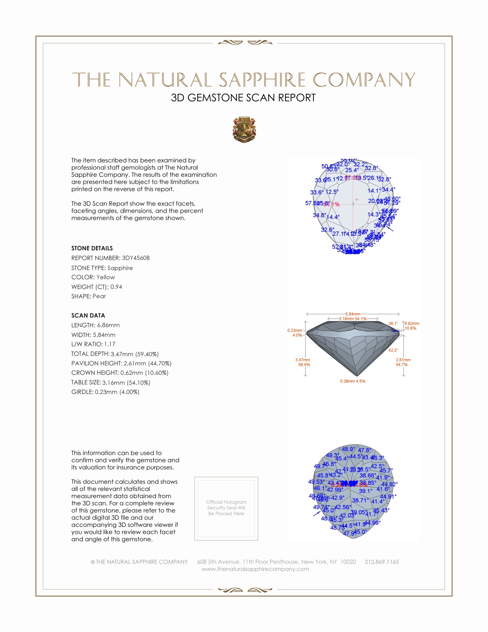 0.94 Ct. Yellow Sapphire from Ceylon (Sri Lanka)