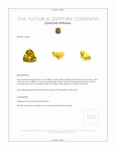 0.77 Ct. Yellow Sapphire from Ceylon (Sri Lanka) Appraisal