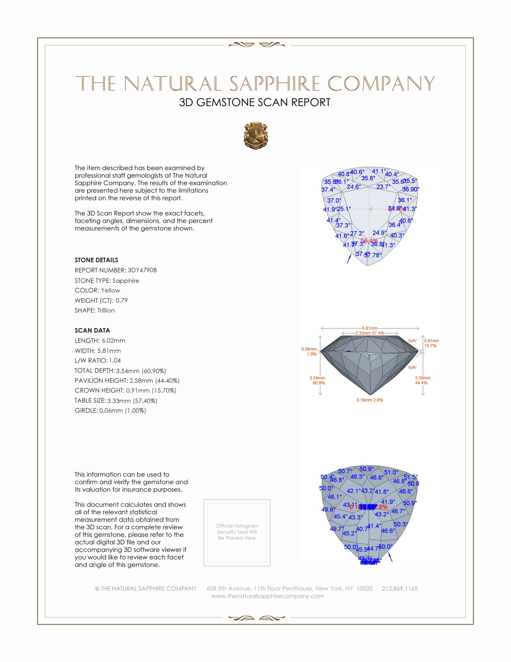 0.79 Ct. Yellow Sapphire from Ceylon (Sri Lanka)