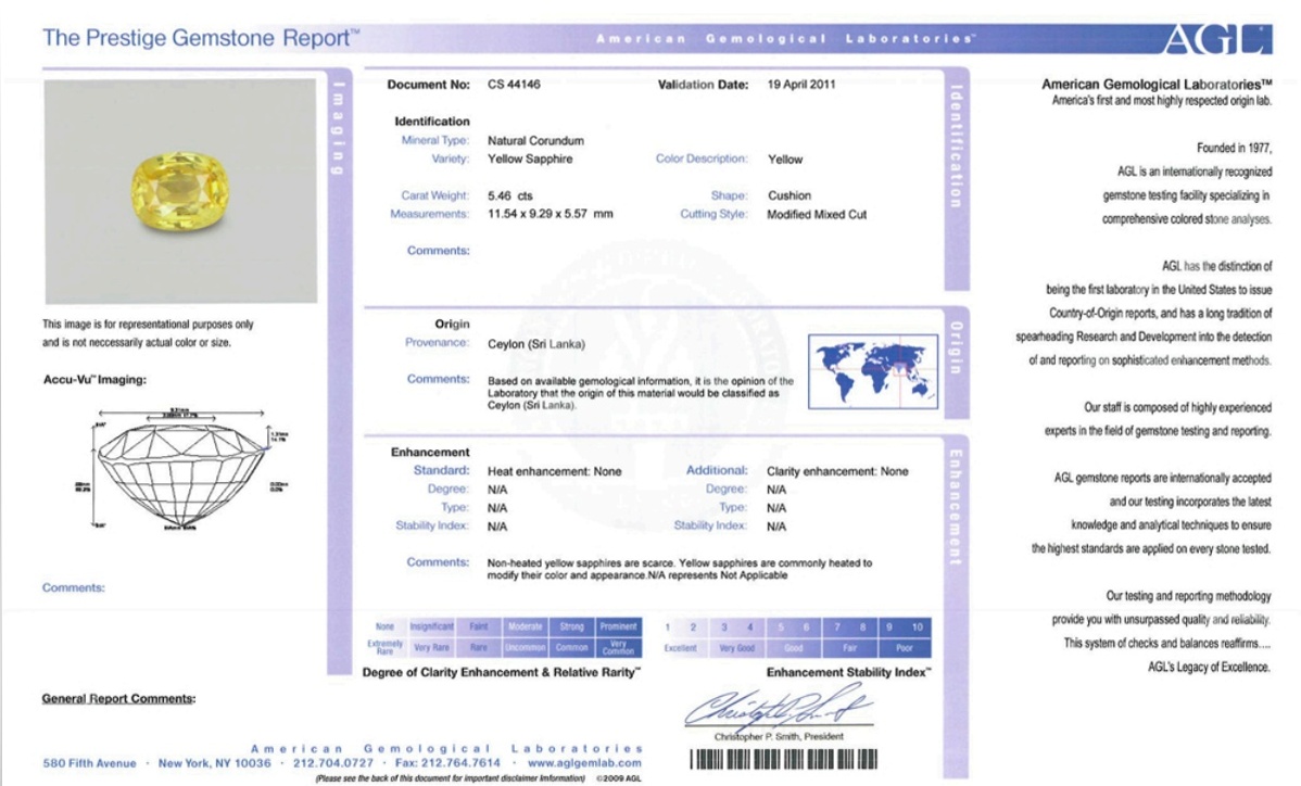 5.46 Ct. Yellow Sapphire from Ceylon (Sri Lanka)
