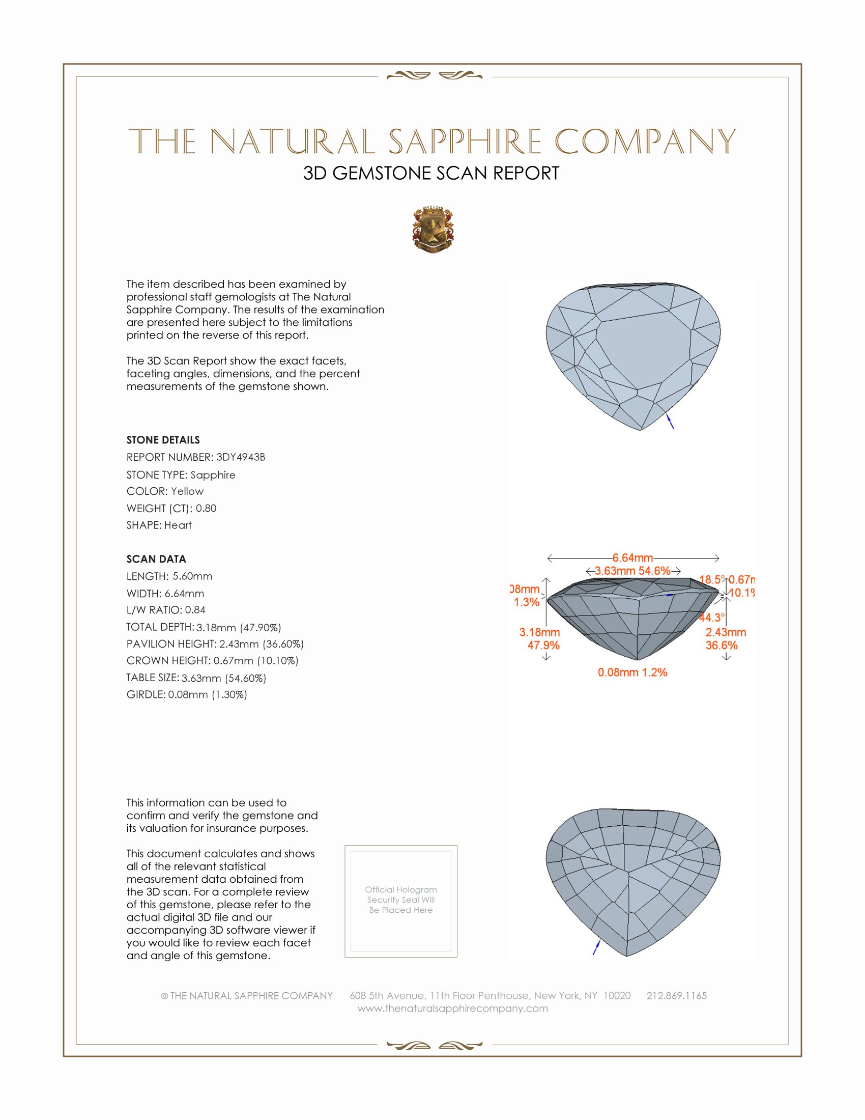 0.80 Ct. Yellow Sapphire from Ceylon (Sri Lanka)
