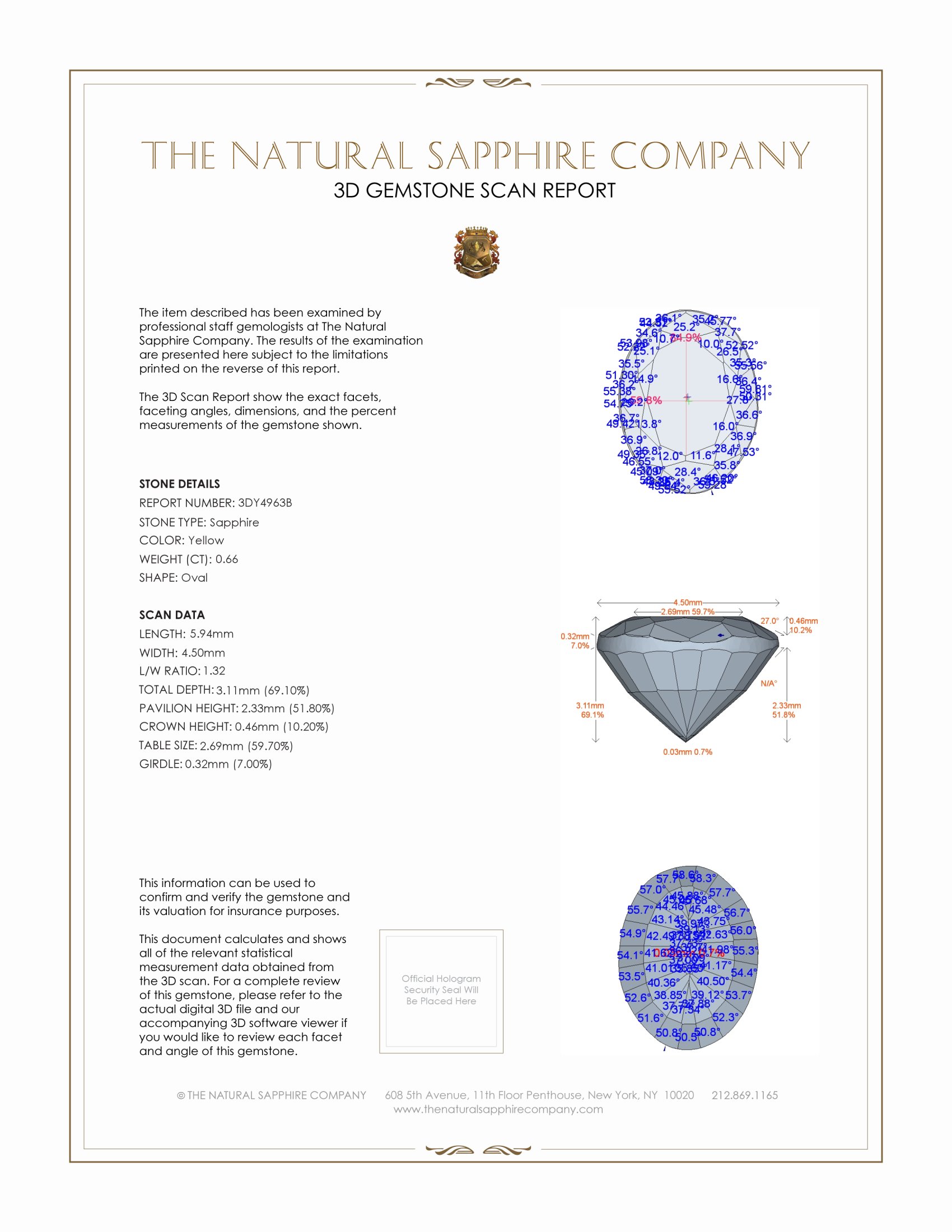 0.66 Ct. Yellow Sapphire from Ceylon (Sri Lanka)