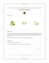 0.62 Ct. Greenish Yellow Sapphire from Ceylon (Sri Lanka) Appraisal