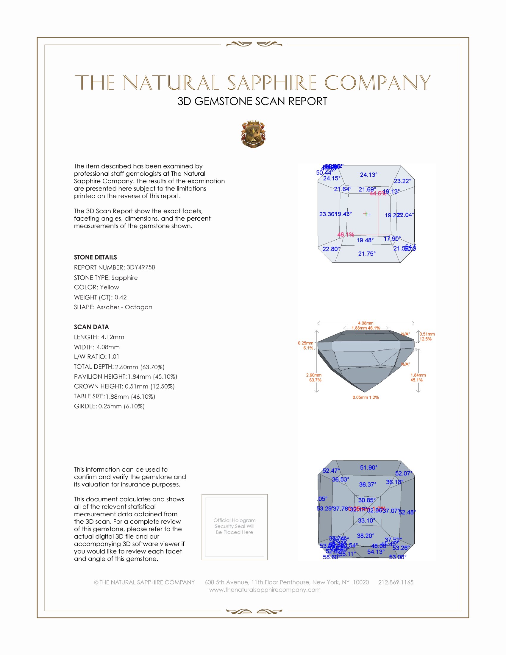 0.42 Ct. Yellow Sapphire from Ceylon (Sri Lanka)