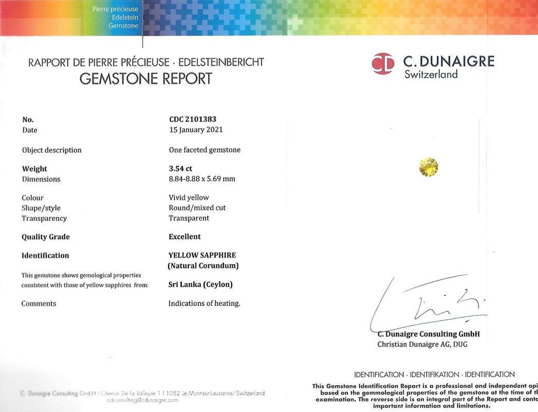 3.54 Ct. Yellow Sapphire from Ceylon (Sri Lanka)