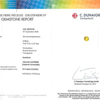 3.78 Ct. Yellow Sapphire from Ceylon (Sri Lanka) Scan Report