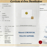 1.65 Ct. Yellow Sapphire from Ceylon (Sri Lanka) Scan Report