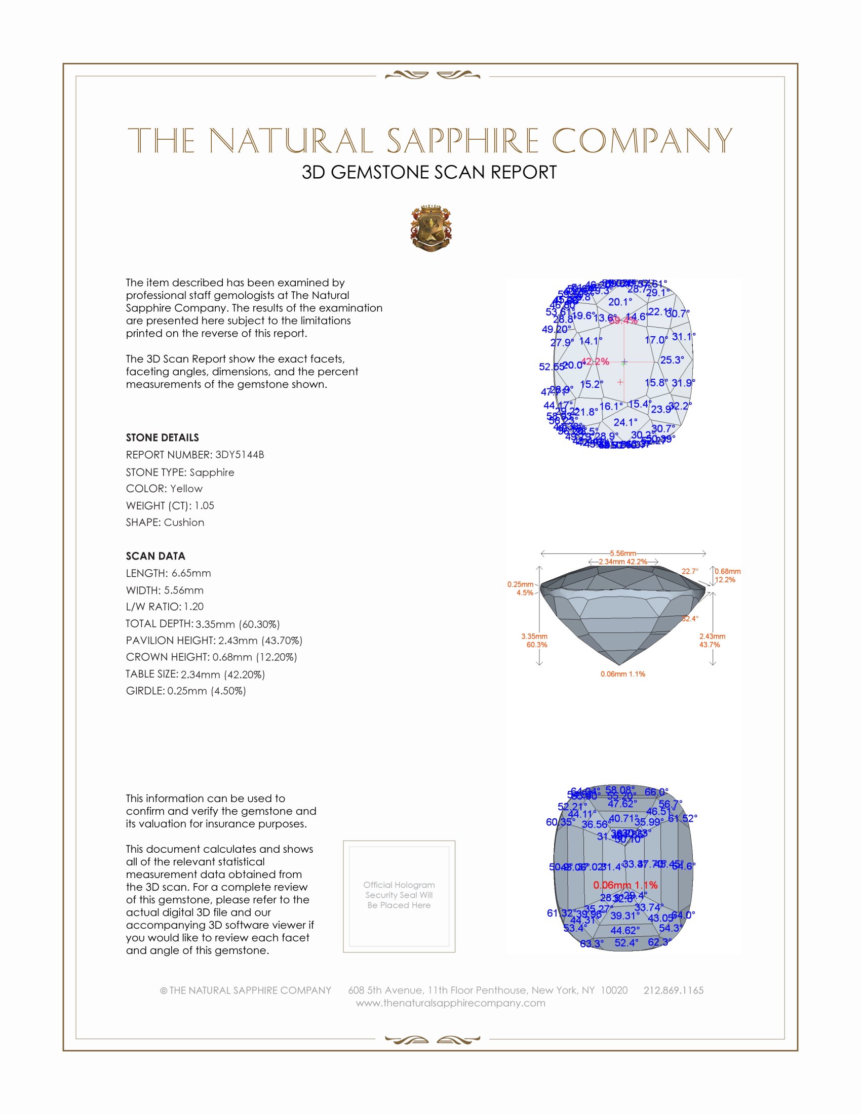 1.05 Ct. Yellow Sapphire from Ceylon (Sri Lanka)