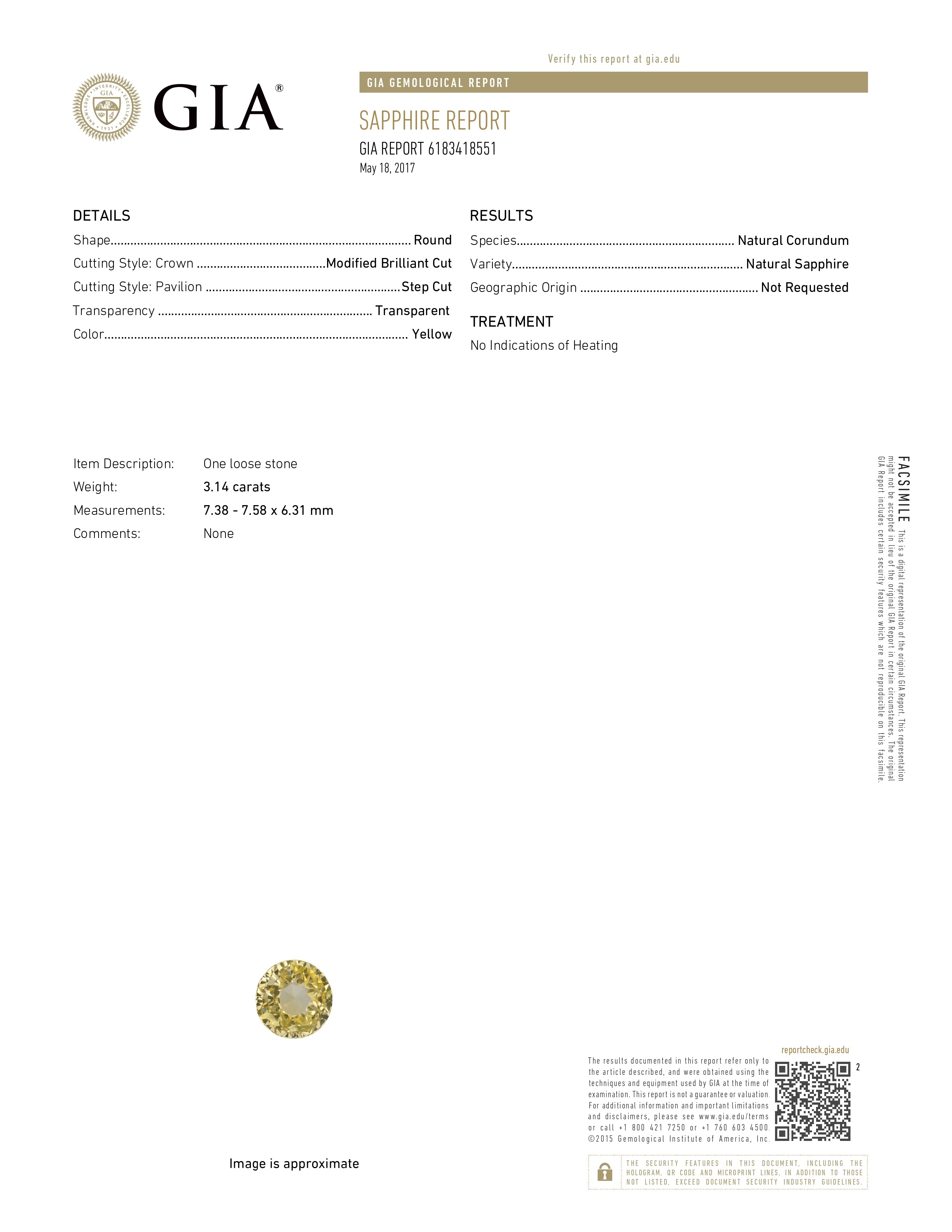 3.14 Ct. Yellow Sapphire from Ceylon (Sri Lanka)