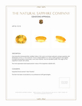 2.96 Ct. Orangish Yellow Sapphire from Ceylon (Sri Lanka) Appraisal