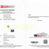 3.87 Ct. Yellow Sapphire from Ceylon (Sri Lanka) Scan Report