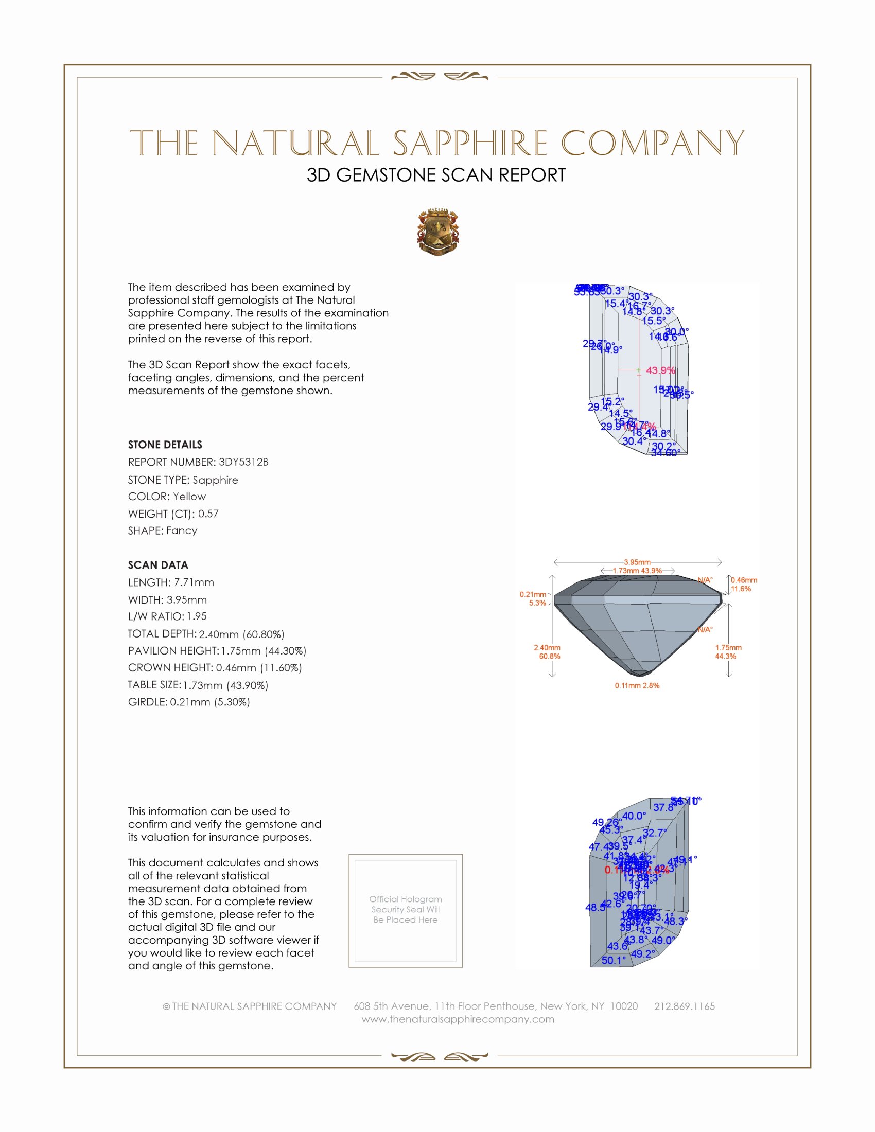 0.57 Ct. Yellow Sapphire from Ceylon (Sri Lanka)