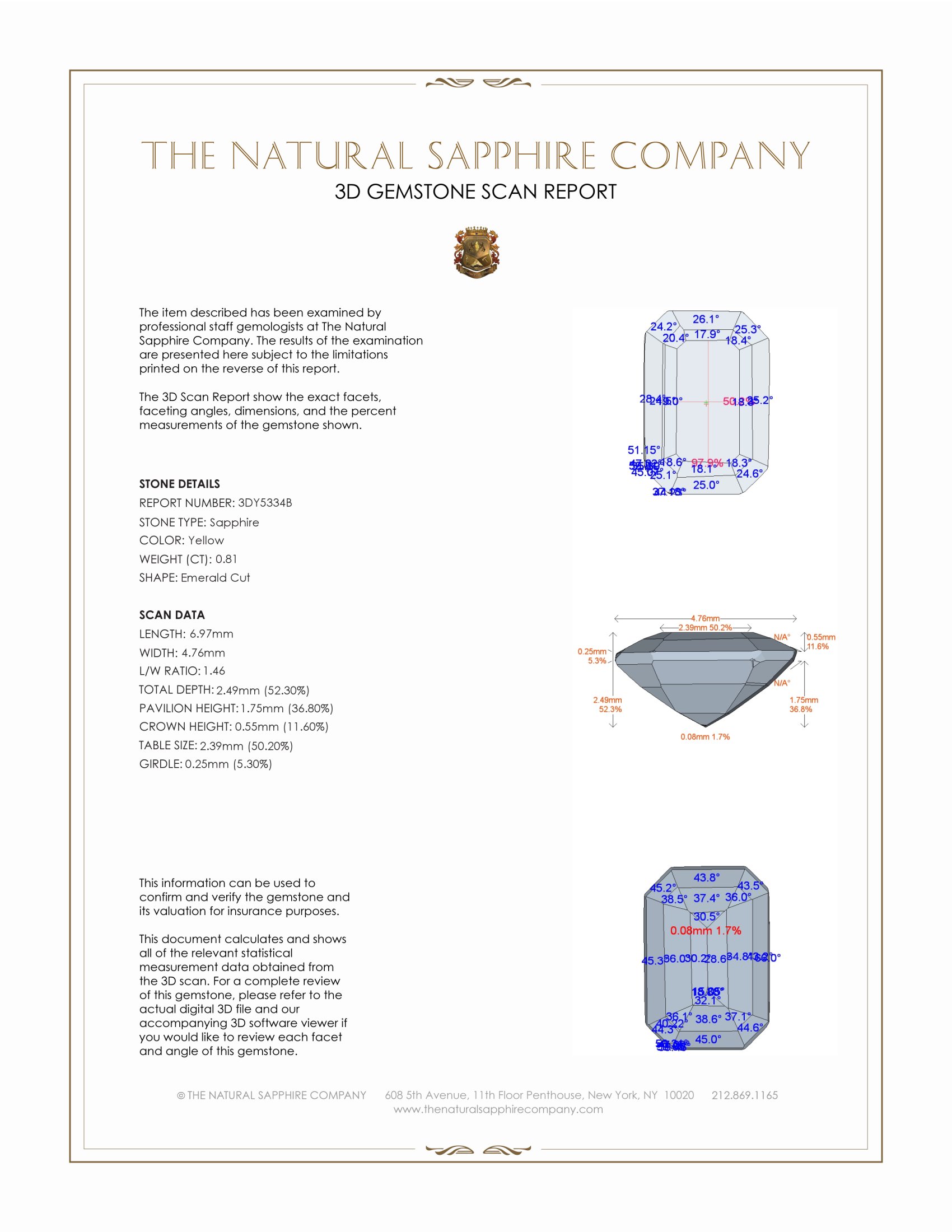 0.81 Ct. Yellow Sapphire from Ceylon (Sri Lanka)